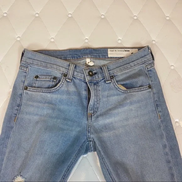 Rag & Bone Jeans • Dre Capri in Marina Step Hem Stretchy Light Wash Blue Size 24 - Picture 6 of 13